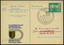 1979 (13.6.) 801 DRESDEN 1, Amtl. Ganzsache 10 Pf. Neptunbrunnen + Amtl. Zudruck: XVII. INTERNAT. OLYMPISCHER TAG DER LE - Andere & Zonder Classificatie