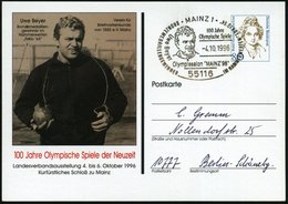 1996 (4.10.) 55116 MAINZ 1, PP 80 Pf. Varnhagen: 100 Jahre Olympische Spiele.. Uwe Beyer Bronzemedaille.. Tokyo 64 (Beye - Autres & Non Classés