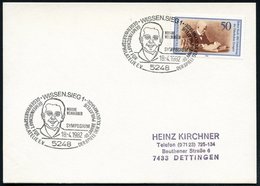 1982 (18.4.) 5248 WISSEN,SIEG 1, Sonderstempel: MOSCHE WEINBERGER SYMPOSIUM (Kopfbild) = Trainer Der Israel. Ringer-Mann - Other & Unclassified