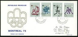1976 (24.5.) RUANDA, Olympische Sommerspiele Montreal, Kompl. Satz (div. Sportarten) 2 Übersee-FDC-Sonderumschläge, 2 Be - Sonstige & Ohne Zuordnung