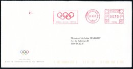 1997 SCHWEIZ, Absender-Freistempel: 1000 LAUSANNE 3, CITIUS - ALTIUS - FORTIUS (Olympia-Ringe) Color-Dienstbrief: COMITE - Altri & Non Classificati