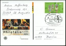 2007 (20.9.) B.R.D., 45 C. Sondr-Ganzsache: 100 Jahre PFADFINDER.. (wandernde Pfadfinder Etc.) + ET-Sonderstempel: 53113 - Altri & Non Classificati