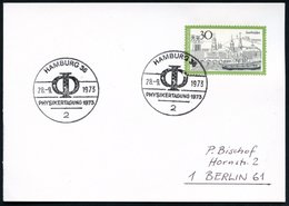 1973 (28.9.) 2 HAMBURG 36, Sonderstempel: PHYSIKERTAGUNG (= Griech. Buchstabe "Phi") Inl.-Karte (Bo.571) - Physik & Phys - Other & Unclassified