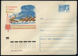 1970 UdSSR, 4 Kop. Ganzsachen-Umschlag, Blau: FEST DES NORDENS = Rentierschlitten Etc., Ungebr. - Polarpost: Arktis / Ar - Altri & Non Classificati