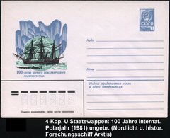 1981 UdSSR, 4 Kop. Ganzsachen-Umschlag, Graublau: 100. Jahre Internat. Polarjahr = Histor. Forschungsschiff, Nordlicht E - Sonstige & Ohne Zuordnung