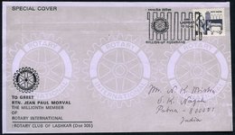 1986 (15.10.) INDIEN, Sonderstempel: LASHKAR, MILLION-UP ROTARIANS (Rotary-Logo) Motivgleicher Rotary-Sonderumschlag - R - Otros & Sin Clasificación