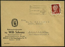 1953 (21.10.) BERLIN N 4, Maschinen-Werbestempel: Das DEUTSCHE ROTE KREUZ Ruft Dich.. (Kreuz) Firmenbrief (gering Verkür - Altri & Non Classificati