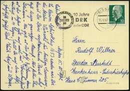 1962 (15.10.) MEISSEN 1, Maschinen-Werbestempel: DEUTSCHES ROTES KREUZ, 10 Jahre DRK In Der DDR (Kreuz) Inl.-Karte (Bo.S - Altri & Non Classificati