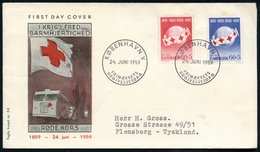 1959 (24.6.) DÄNEMARK, "100 Jahre Rotes Kreuz", Kompl. Satz + ET-Sonderstempel: KÖBENHAVN, Ausl.-FDC-Sonderumschlag (Mi. - Autres & Non Classés