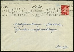 1953 (19.9.) NORWEGEN, Band-Maschinen-Werbestempel: OSLO, HJELP OSS A HJELPE (Kreuz) Ausl.-Brief - Rotes Kreuz / Red Cro - Otros & Sin Clasificación