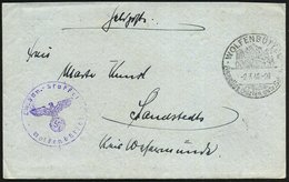 1940 (2.3.) WOLFENBÜTTEL, Handwerbestempel + Viol. Briefstempel: L(uft)w(affen).-San.(itäts)-Staffel Wolfenbüttel, Feldp - Autres & Non Classés