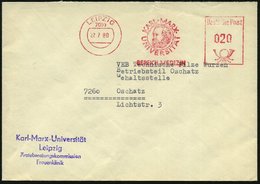 1980 (22.7.) 7010 LEIPZIG, Absender-Freistempel: KARL-MARX-UNIVERSITÄT, BEREICH MEDIZIN (Kopf Karl Marx) + Abssnederstem - Sonstige & Ohne Zuordnung
