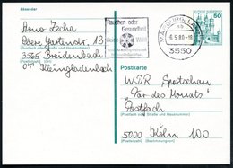1980 3550 MARBURG, LAHN !, Maschinen-Werbestempel: Rauchen Oder Gesundheit, Deine Wahl... (Logo) Bedarfskarte (Bo.S 1335 - Other & Unclassified