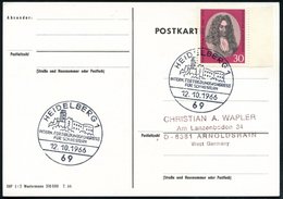 1966 (12.10.) 69 HEIDELBERG, Sonderstempel: INTERN. FORTBILDUNGSKONGRESS FÜR SCHWESTERN (Schloß) Inl.-Karte (Bo.57, I. V - Altri & Non Classificati