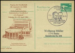 1984 (17.4.) 7010 LEIPZIG 1, Amtl. Ganzsache 10 Pf. PdR., Grün + Amtl. Zudruck: Tagung Der Gesellschaft Für Anatomie Der - Sonstige & Ohne Zuordnung