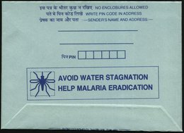 1995 INDIEN, 75 P. Inl.-Falbrief, Schiff, Blau Mit Rs. Slogan: AVOID WATER STAGNATION HELP MALARIA ERADICATION (Malaria- - Autres & Non Classés