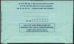 1997 INDIEN, 1 R. Inl.-Falbrief, Schiff, Blau Mit Rs. Slogan:  PREVENT AIDS, USE A CONDOM, NATIONAL AIDS CONTROL ORGANIS - Other & Unclassified