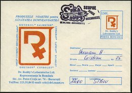 1996 (7.4.) RUMÄNIEN, 150 L. Sonder-Ganzsachen-Umschlag: Dr. Reddy's Laboratories Ltd. (Rotkreuz-Logo, Patentgeschützte  - Autres & Non Classés