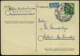 1954 (21 A) BAD PYRMONT, Hand-Werbestempel: HEILT HERZ - BLUT - FRAUEN - RHEUMA (Springquell) Bedarfskarte (Bo.10) - Her - Other & Unclassified