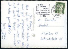 1972 858 BAYREUTH 2, Maschinen-Werbestempel: Blut Rettet Leben!, Gib Auch Du Deine Blutspende.. (Blutkonserve) Bedarfs-A - Andere & Zonder Classificatie