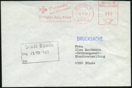 1983 (28.11.) 4980 BÜNDE 1, Absender-Freistempel: Blutspender Sind Lebensretter!, Deutsches Rotes Kreuz.. (Kreuz) Rs. Fe - Otros & Sin Clasificación