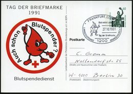 1991 (27.10.) 1200 FRANKFURT, ODER 1, PP 60 Pf. Baviaria: Auch Schon Blutspender? TAG DER BRIEFMARKE (Blutstropfen-Comic - Other & Unclassified