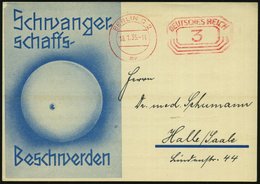 1935 (18.1.) BERLIN C 2, Post-Freistempel 3 Pf. Auf Blauer Reklamekarte: Schwangerschafts-Beschwerden..  Gravomit, SIMON - Other & Unclassified