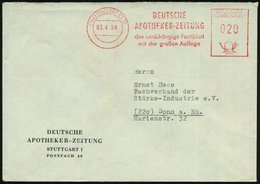 1958 (3.4.) (14 A) STUTTGART 12, Absender-Freistempel: DEUTSCHE APOTHEKER-ZEITUNG.. Auf Firmenbrief (Francotyp CO-Ziffer - Otros & Sin Clasificación
