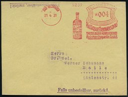 1931 (21.4.) BAD WILDUNGEN, Absender-Freistempel: Heilquellenversand.. Reinhardsquelle GmbH (Flasche Heilwasser) Bedarfs - Autres & Non Classés