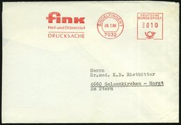 1968 (28.3.) 7032 SINDELFINGEN 1, Absender-Freistempel: Fink, Heil- U. Diätmittel, Teil-Brief - Naturheilmittel & Homöop - Sonstige & Ohne Zuordnung