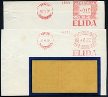 1932 BERLIN -CHARLOTTENBURG 9, 2 Verschiedene Absender-Freistempel: ELIDA (gegr. 1925 In Leipzig, Ab 1929 Unielever-Konz - Altri & Non Classificati