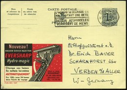 1958 BELGIEN, 1,50 F. Publibel-Ganzsache, Grau: EVERSHARP Hydro-magic (Rasierapparat) Bedarfskarte (Mi.P 301 I / 1527) - - Other & Unclassified