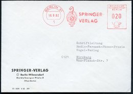 1962 1 BERLIN 31, Absender-Freistempel: ALLE ZEIT WACH, SPRINGER-VERLAG = Springer (auf Firmen-Monogramm = Wissenschaftl - Otros & Sin Clasificación