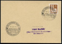 1951 (17.3.) (21 B) DORTMUND-BAROP, Sonderstempel: INTERNAT. SCHACHTURNIER.. SCHACHVEREIN-HOMBRUCH-BARUP (2 Schach-Symbo - Otros & Sin Clasificación