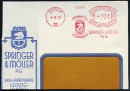 1932 (4.8.) LEIPZIG W 35, Absender-Freistempel: SPRINGER & MÖLLER AG. = Firmen-Logo Mit Springer (= Lack- U. Farbenwerke - Sonstige & Ohne Zuordnung