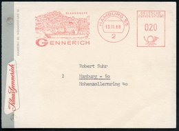 1968 (Nov.) 2 HAMBURG 55, Absender-Freistempel: GENNERICH BLANKENESE = Dampfer Auf Der Elbe Vor Blankenese (Reg.-Lochung - Other & Unclassified