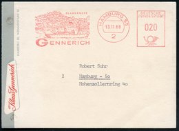 1968 (Nov.) 2 HAMBURG 55, Absender-Freistempel: GENNERICH BLANKENESE = Dampfer Auf Der Elbe Vor Blankenese (Reg.-Lochung - Altri & Non Classificati