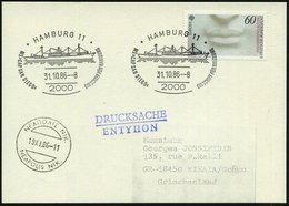 1986 (31.10.) 2000 HAMBURG 11, Sonderstempel: MS "CAP SAN DIEGO" EIN SCHIFF FÜR HAMBURG (= Museumsschiff Seit 1986) Ausl - Other & Unclassified