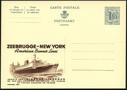 1959 BELGIEN, 1,50 F. Publibel-Ganzsache, Grau: ZEEBRUGGE - NEW YORK, American Banner Line.. (MS. "Atlantic" Vor New Yor - Sonstige & Ohne Zuordnung