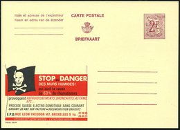 1967 BELGIEN, 2 F. Publibel-Ganzsache, Weinrot: STOP Au DANGER DES MURS HUMIDES!.. = Piratenflagge (mit Totenschädel U.  - Other & Unclassified