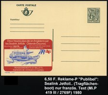 1980 BELGIEN, 6 F. Publibel-Ganzsache, Grün: .. Sealink Jetfoils Ostende - Douvres = Tragflächen-Fähre (u. Firmenlogi De - Sonstige & Ohne Zuordnung