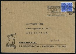 1947 (Okt.) NIEDERLANDE, Maschinen-Werbestempel: AMSTERDAM C.S., SS NIEUW AMSTERDAM, Rotterdam - New York.. 1e NA OORLOG - Sonstige & Ohne Zuordnung