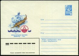 1980 UdSSR, 4 Kop. Ganzsachen-Umschlag, Blau: Internat. Fischerei-Ausstellung "INRIBPROM", Leningrad (Logo, Stör, Fischd - Other & Unclassified