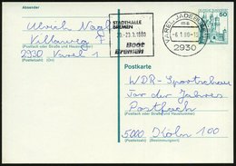 1980 (6.1.) 2930 VAREL, JADEBUSEN 1, Maschinen-Werbestempel: STADTHALLE BREMEN.. Boot Bremen, Bedarfskarte (Bo.S 1330 A, - Altri & Non Classificati
