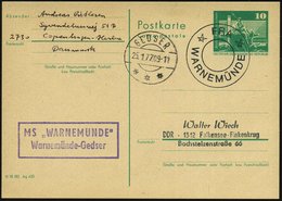 1977 (25.1.) DDR, 2K-Stempel Ohne Datum: FRA WARNEMÜNDE + 1K-Brücke: GEDSER + Viol. Nebenstempel: MS "WARNEMÜNDE" (= Eis - Other & Unclassified