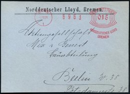 1927 (7.10.) BREMEN 1, Früher Absender-Freistempel: NORDDEUTSCHER LLOY BREMEN, Firmen-Vorderseite (= Francotyp A Mit Gr. - Autres & Non Classés