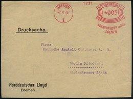 1928 (3.5.) BREMEN 1, Absender-Freistempel: NORDDEUTSCHER LLOY BREMEN, Firmen-Vorderseite (= Francotyp CAh Mit Kleiner Z - Autres & Non Classés