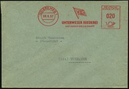 1957 (6.6.) (23) BRMEN 1, Absender-Freistempel: UNTERWESER REEDEREI AG (Reederei-Flagge) Rs. Abs.-Vordruck, Firmenbrief  - Autres & Non Classés