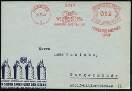 1935 (5.11.) HAMBURG 1, Seltener Absender-Freistempel: WELTREISE 1936.. HAMBURG-AMERIKA LINIE (2 Globen) Auf Firmen-Rekl - Autres & Non Classés