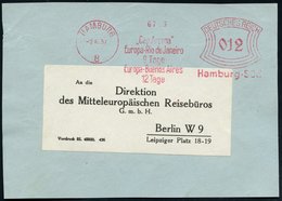 1937 (2.6.) HAMBURG 8, Seltener Absender-Freistempel: "Cap Arcona", Europa - Rio De Janeiro, 9 Tage, Europa - Buenos Air - Other & Unclassified